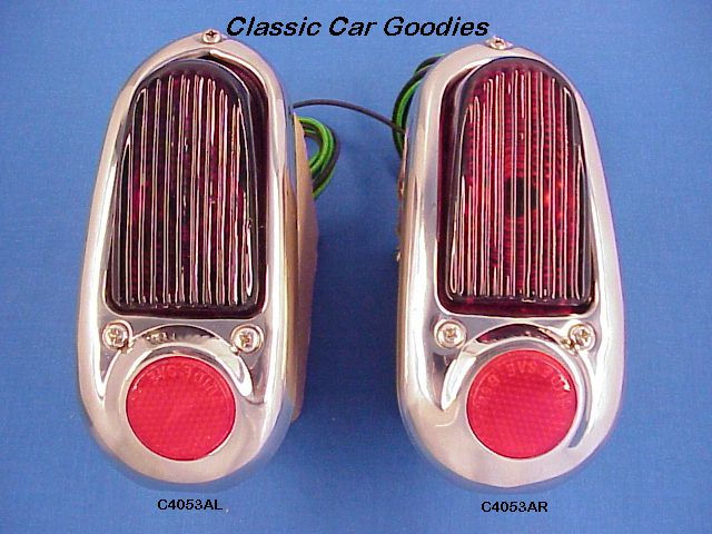 1949-1950 Chevrolet Tail Lights Assemblies Chrome Bezel