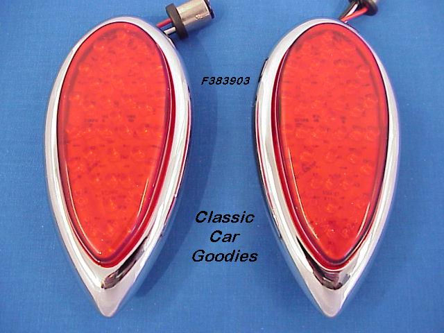 1938-1939 Ford Chrome Tail Light Inserts With LEDs