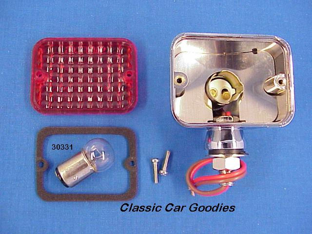 Thumbnail: Medium Chrome Street Rod Lights With Red Lenses