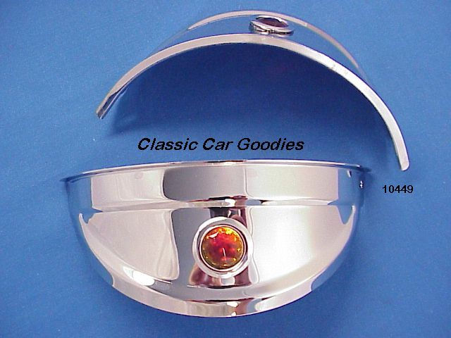 Stainless Steel 7 1/4" Headlight Visors With Red Dots