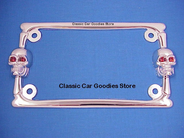 Chrome Metal Skull Motorcycle License Plate Frame