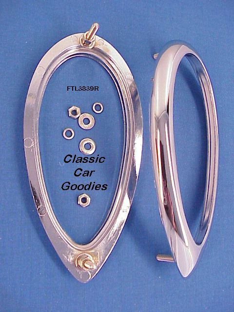 1938-1939 Ford Chrome Tail Light Bezels for LED Inserts