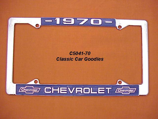1970 - 1979 Chevy Chrome Bowtie License Plate Frame Metal