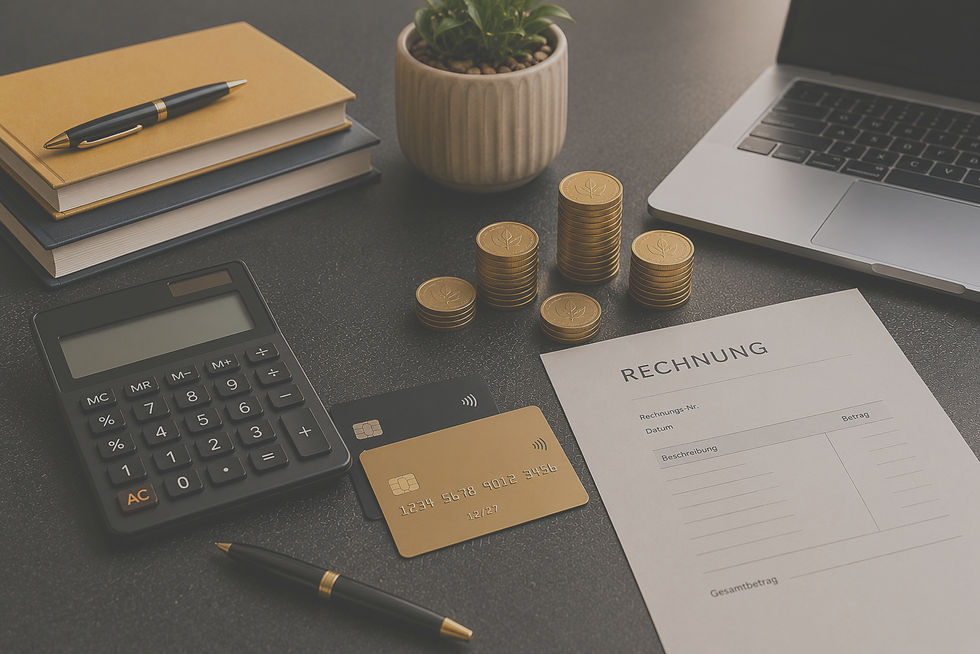 Nahaufnahme von Finanzunterlagen auf einem Bürotisch