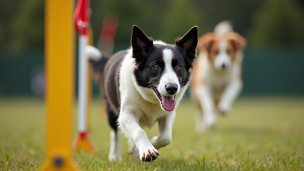 Eye-level view of an agility training course setup