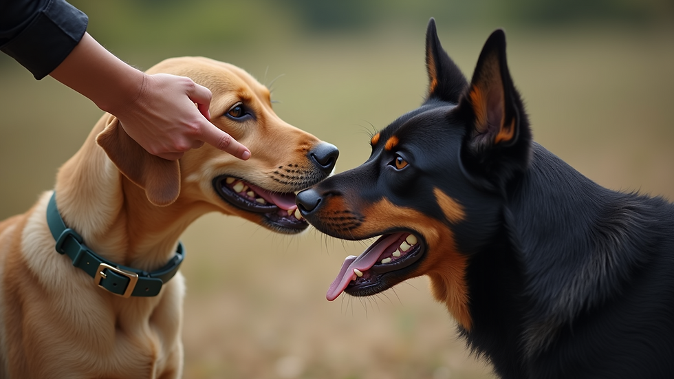 Close-up of a training session with a dog receiving positive reinforcement