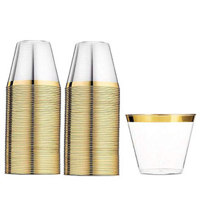 9oz Cocktail Cups Gold Rim 100ct.