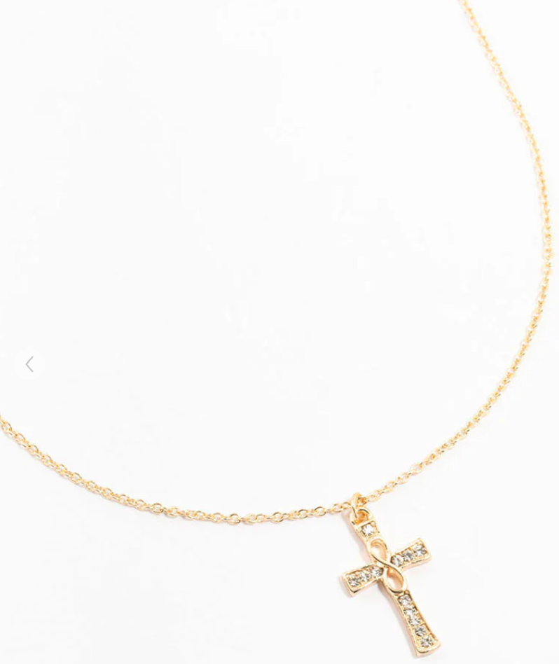 Gold Diamante Cross Necklace