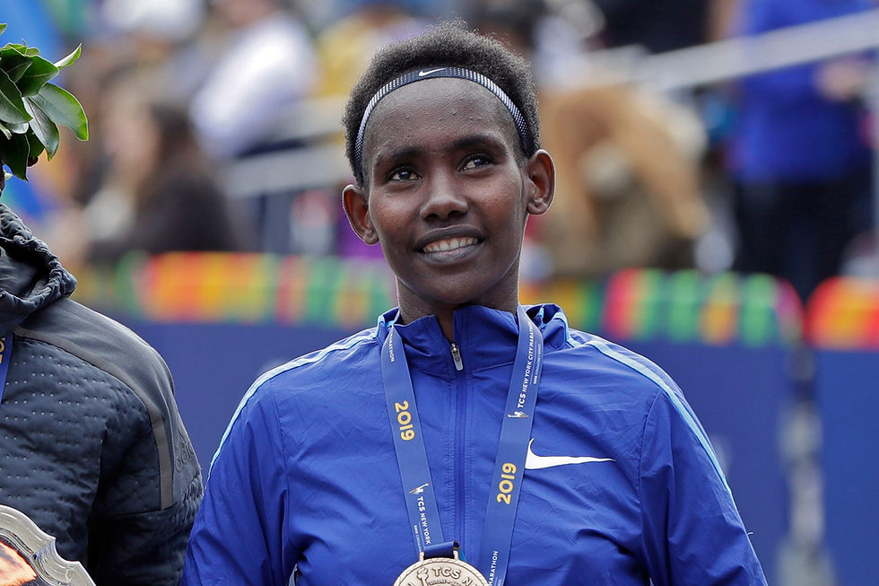 Ruti Aga straffes hardt og er utestengt i seks år. Her er hun etter å ha blitt nummer tre i New York maraton i 2019. Foto: Richard Drew / AP / NTB