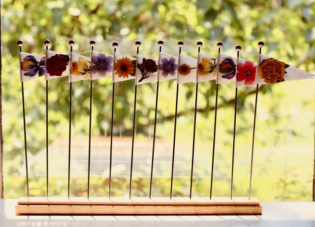 Personalized mini-flags in stand -- gift for mom after the party