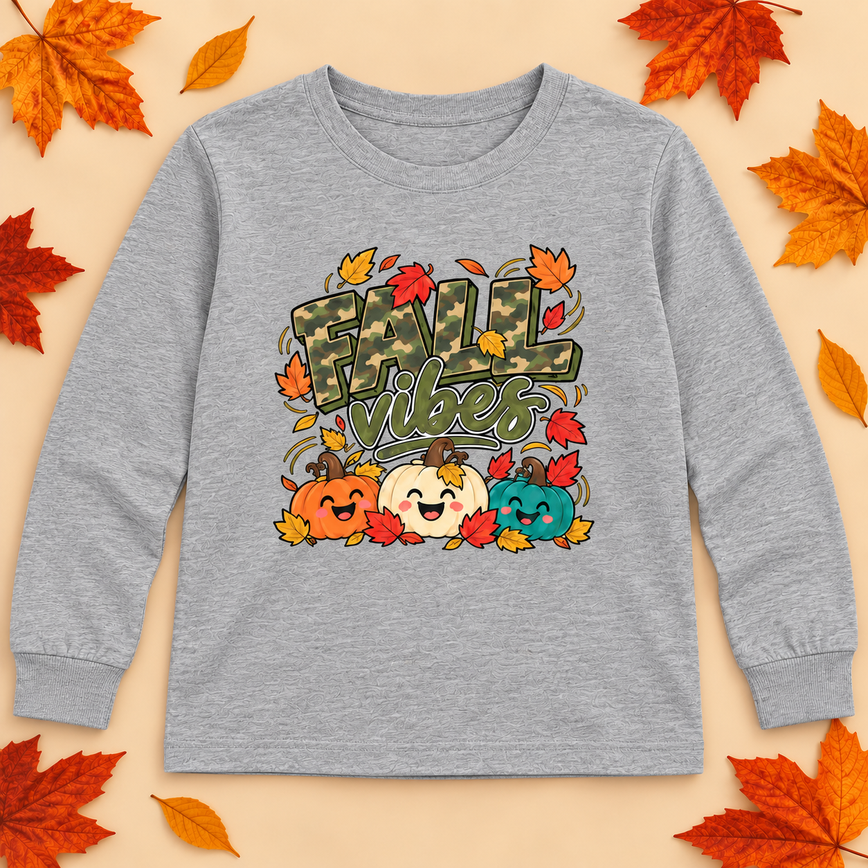 Fall Vibes Big Kid Long Sleeve Tee