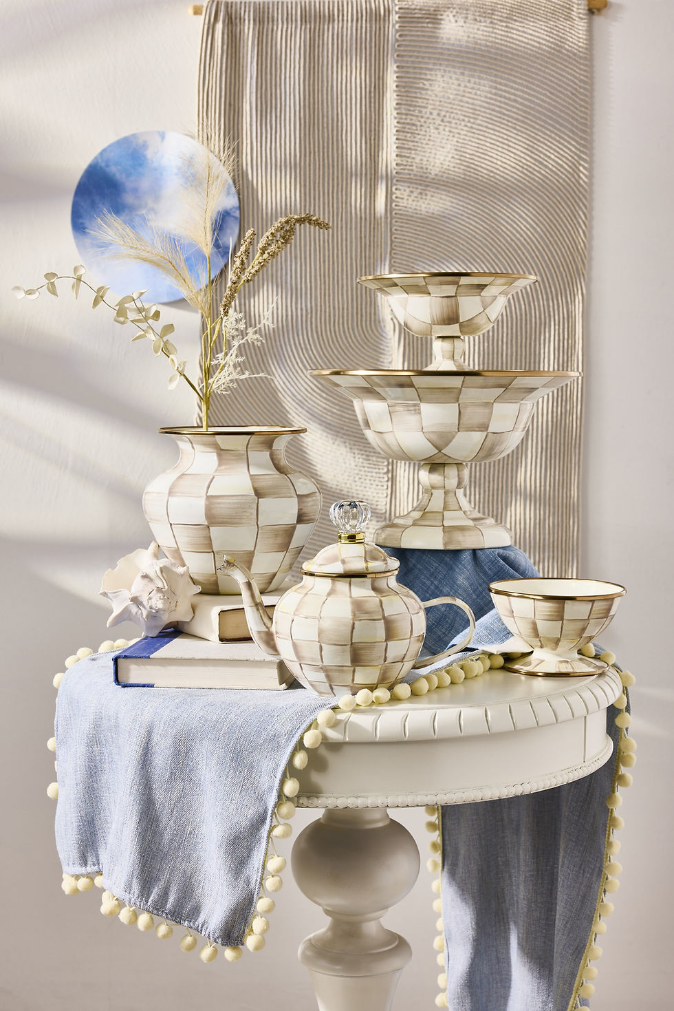 MacKenzie-Childs Mocha Check Large Vase