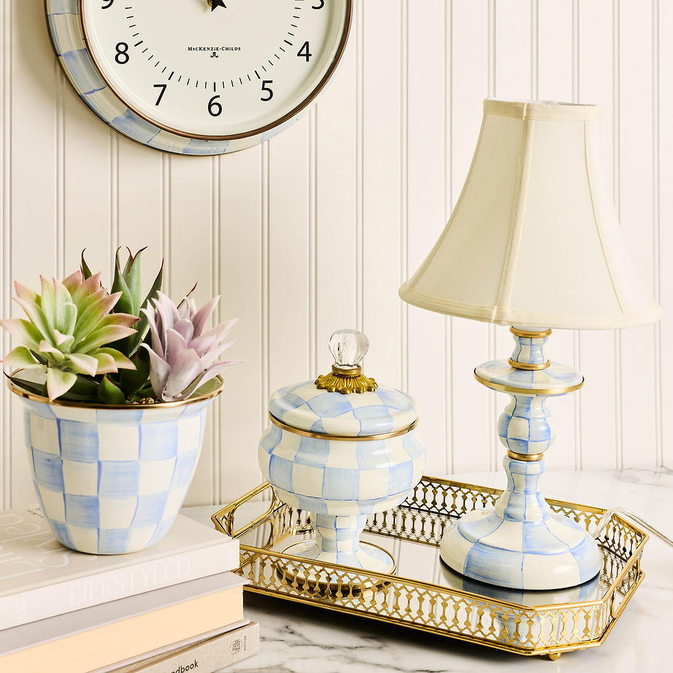 MacKenzie-Childs Sky Check Candlestick Lamp
