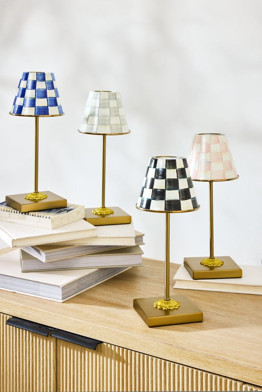 MacKenzie-Childs Black and White Courtly Check LED Cafe Table Lamp