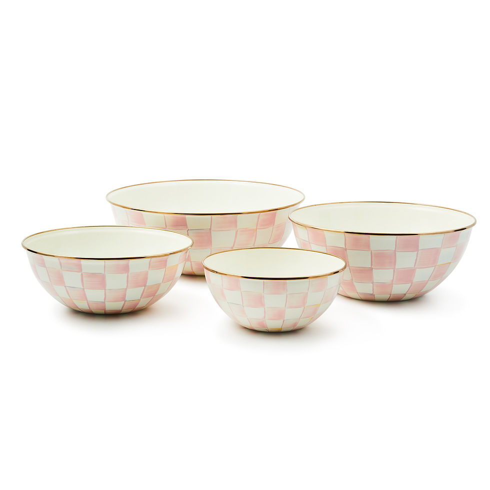 Mackenzie-Childs Rosy Check, pink and white checked large everyday bowl
