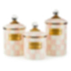 Mackenzie-Childs Rosy Check, pink and white checked small enamel canister