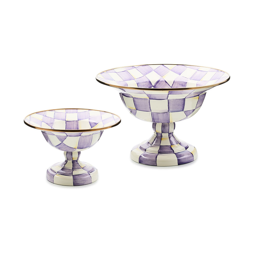 MacKenzie-Childs Violet Check Small Compote
