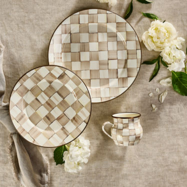 Mackenzie-Childs Mocha Check, brown and white checked mug