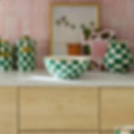 Mackenzie-Childs Emerald Check, Green and white checked medium everyday bowl
