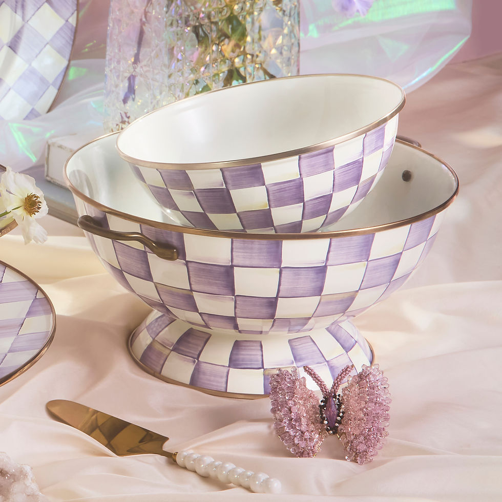 MacKenzie-Childs Violet Check Everything Bowl