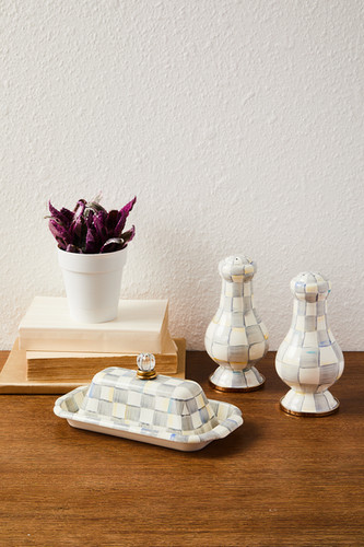 Sterling Check Enamel Butter Box | MacKenzie Childs UK