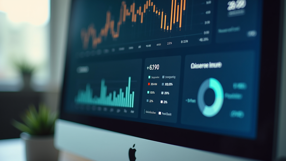 Close-up view of computer screen showing accounting software dashboard