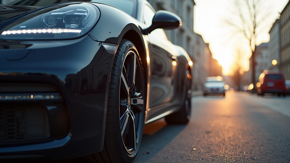 Eye-level view of a clean car exterior post-detailing