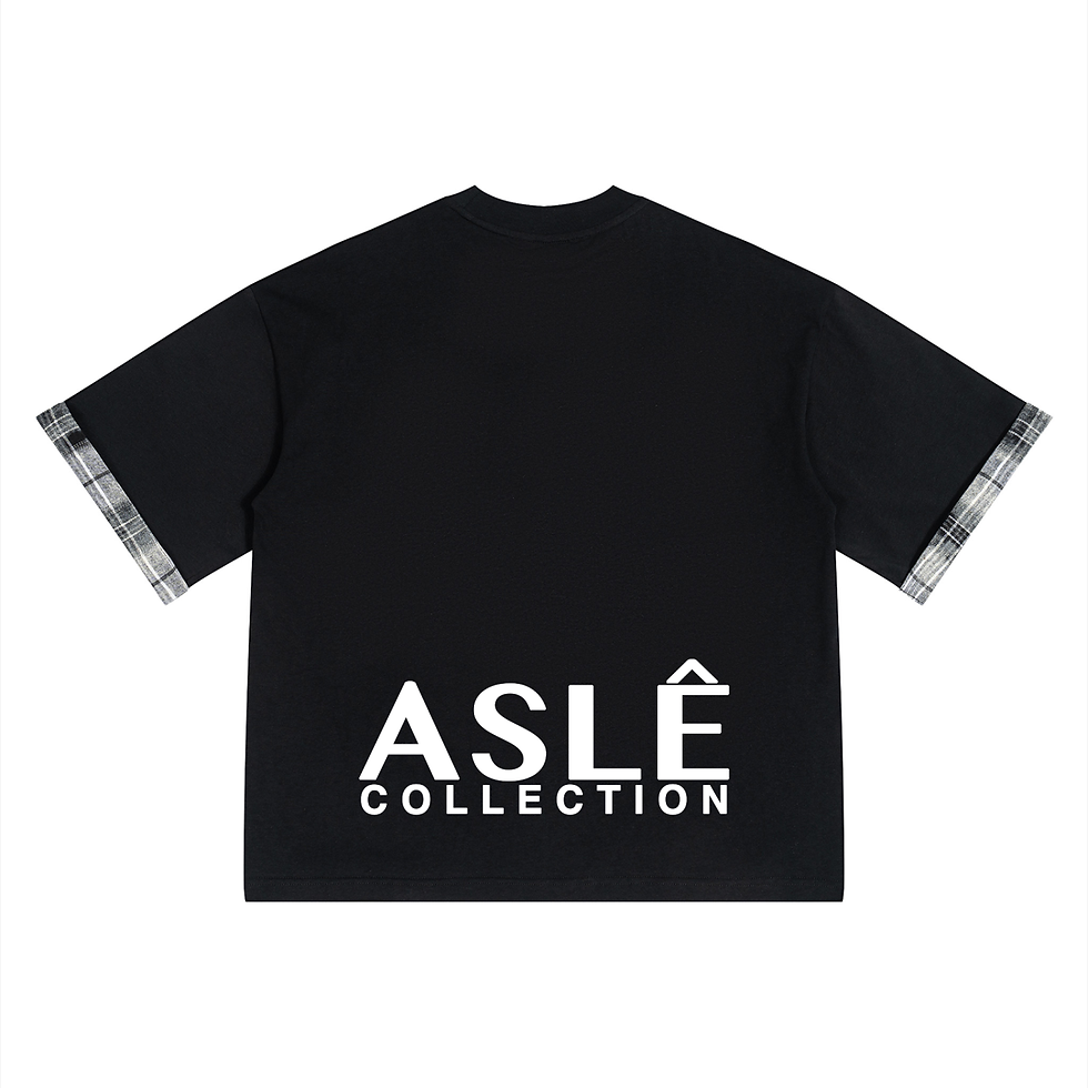 Thumbnail: ASLÊ - Unisex Plaid Paneled T-Shirt
