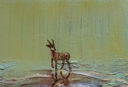 A Deer in a Green Landscape, 30X20 cm., oil on canvas, 2010, (private collection)