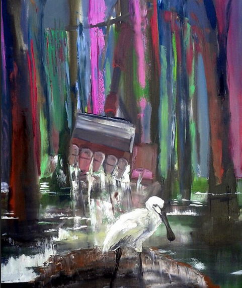 A Platalea by the Swamp, oil on canvas, 110X130 cm., 2008