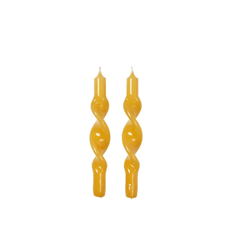 Twist Taper Candle Golden Yellow.webp