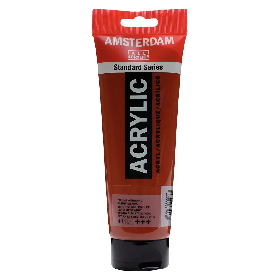 Amsterdam Acrylic 250ml burnt sienna 411 front view