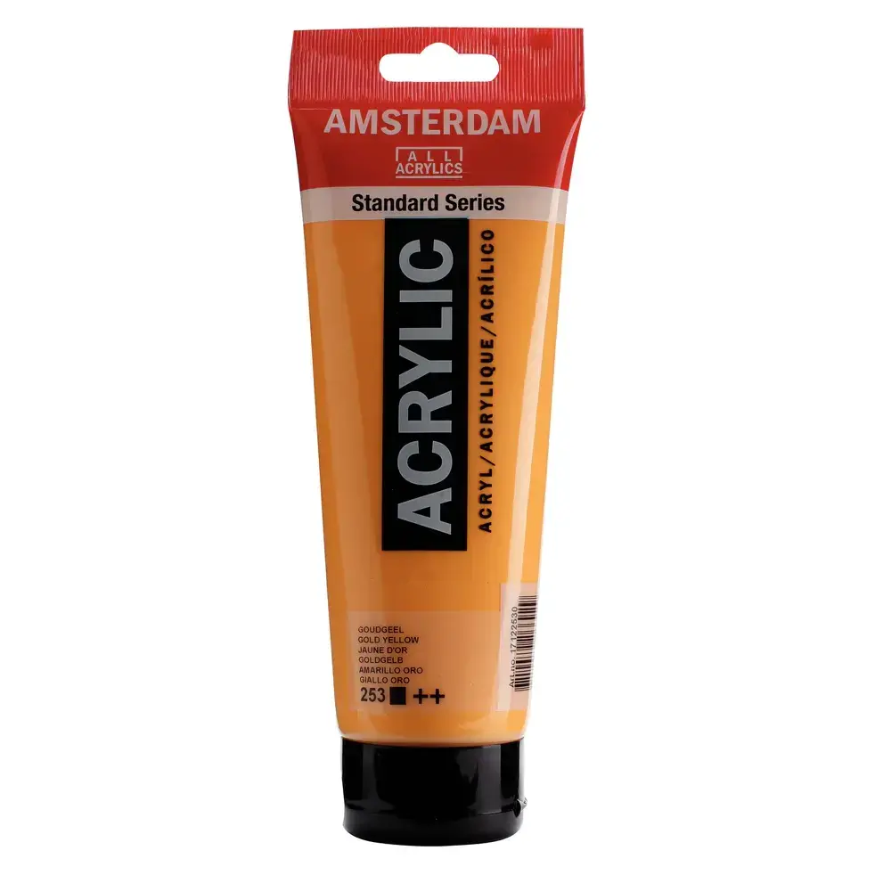 Amsterdam Acrylic 250ml gold yellow 253 front view