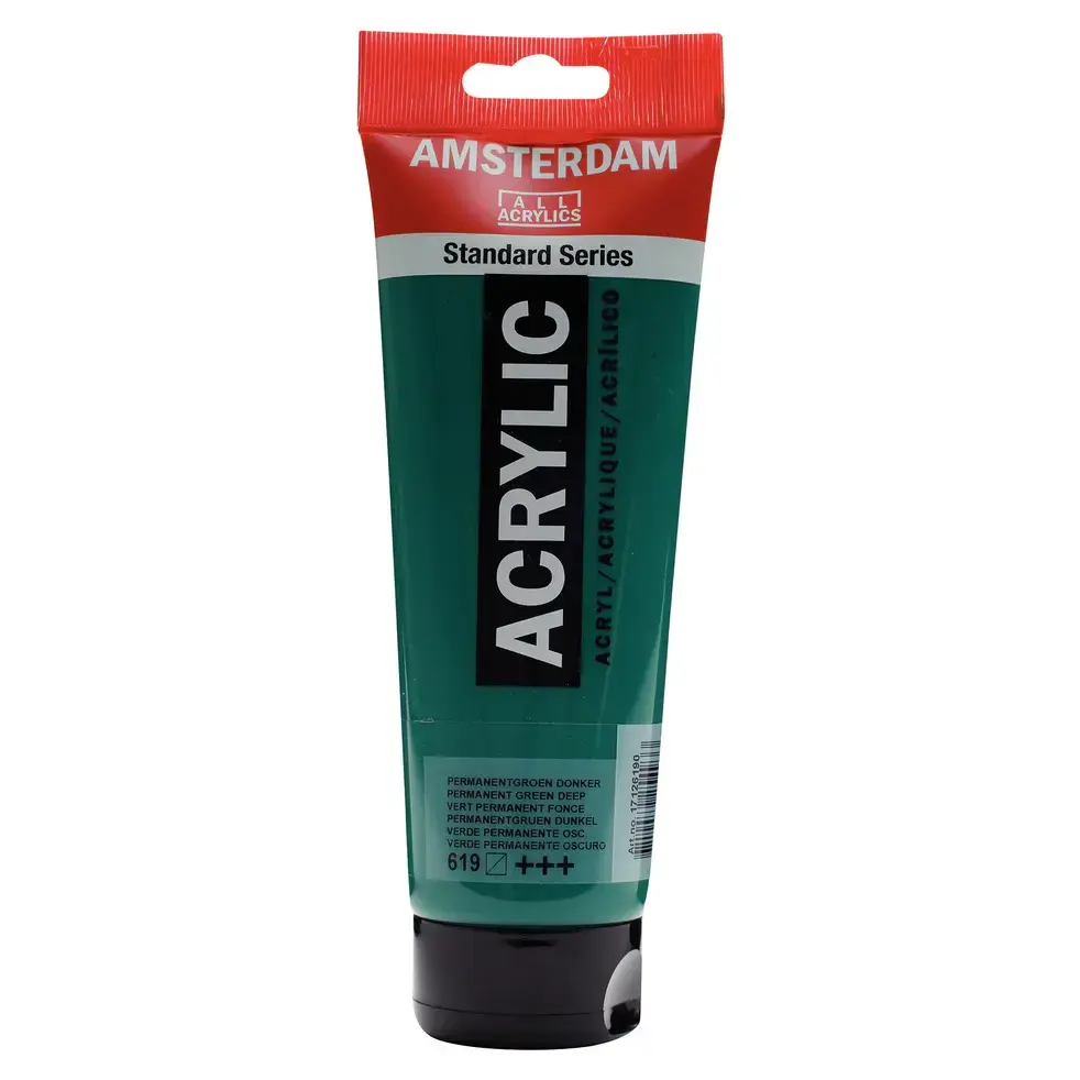 Amsterdam Acrylic 250ml permanent green deep 619 front view