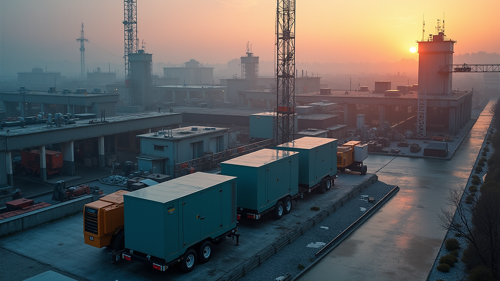High angle view of industrial generator installation site