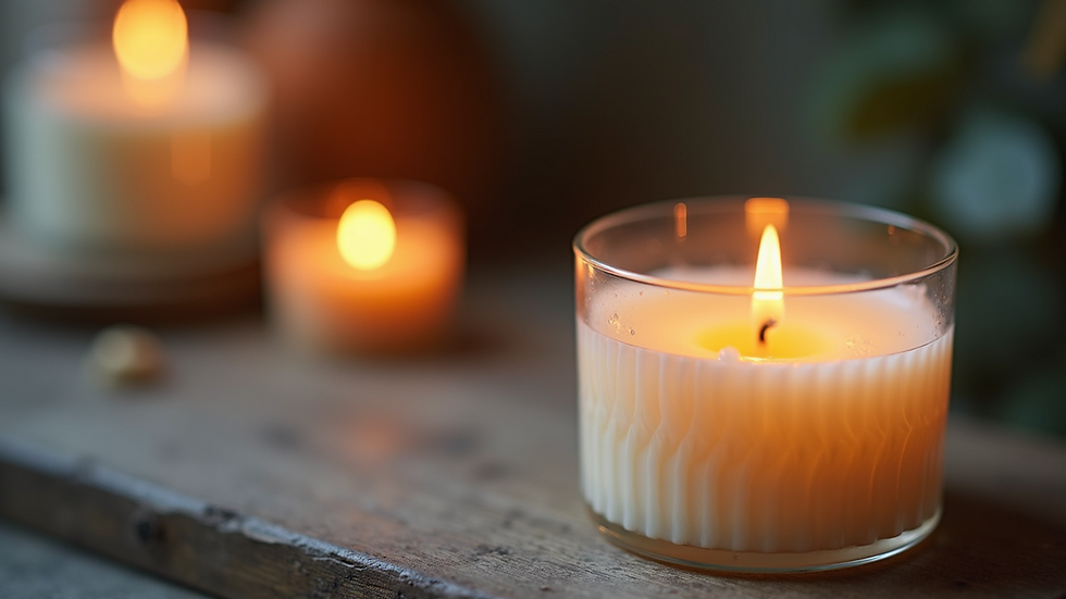 Close-up view of a beautifully crafted artisanal candle