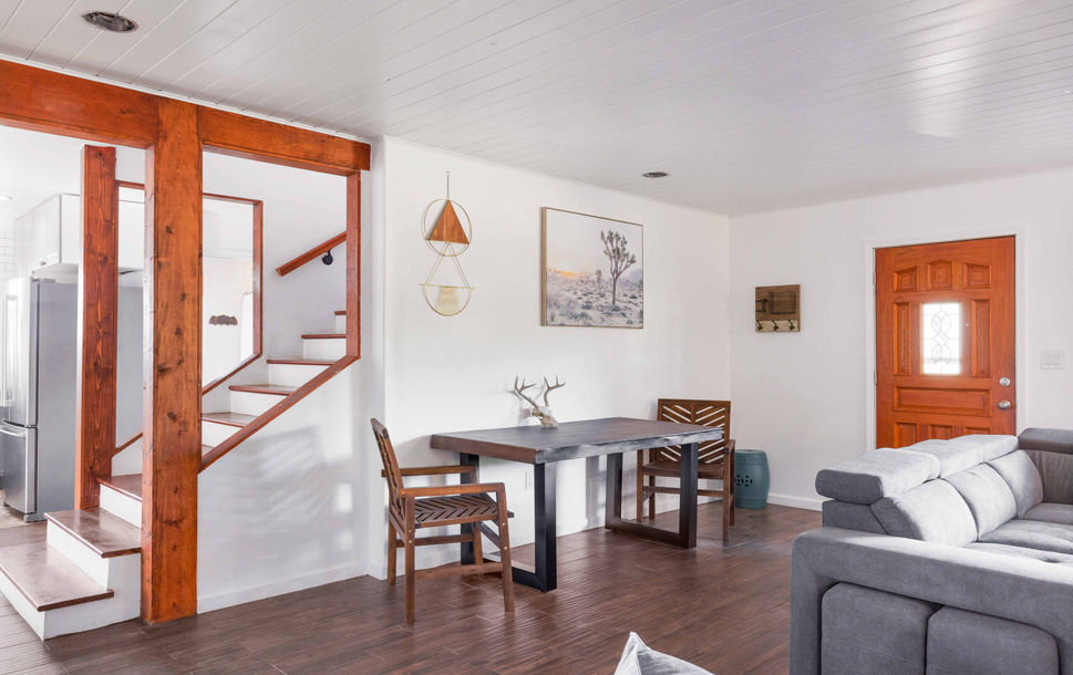 living room and stairs