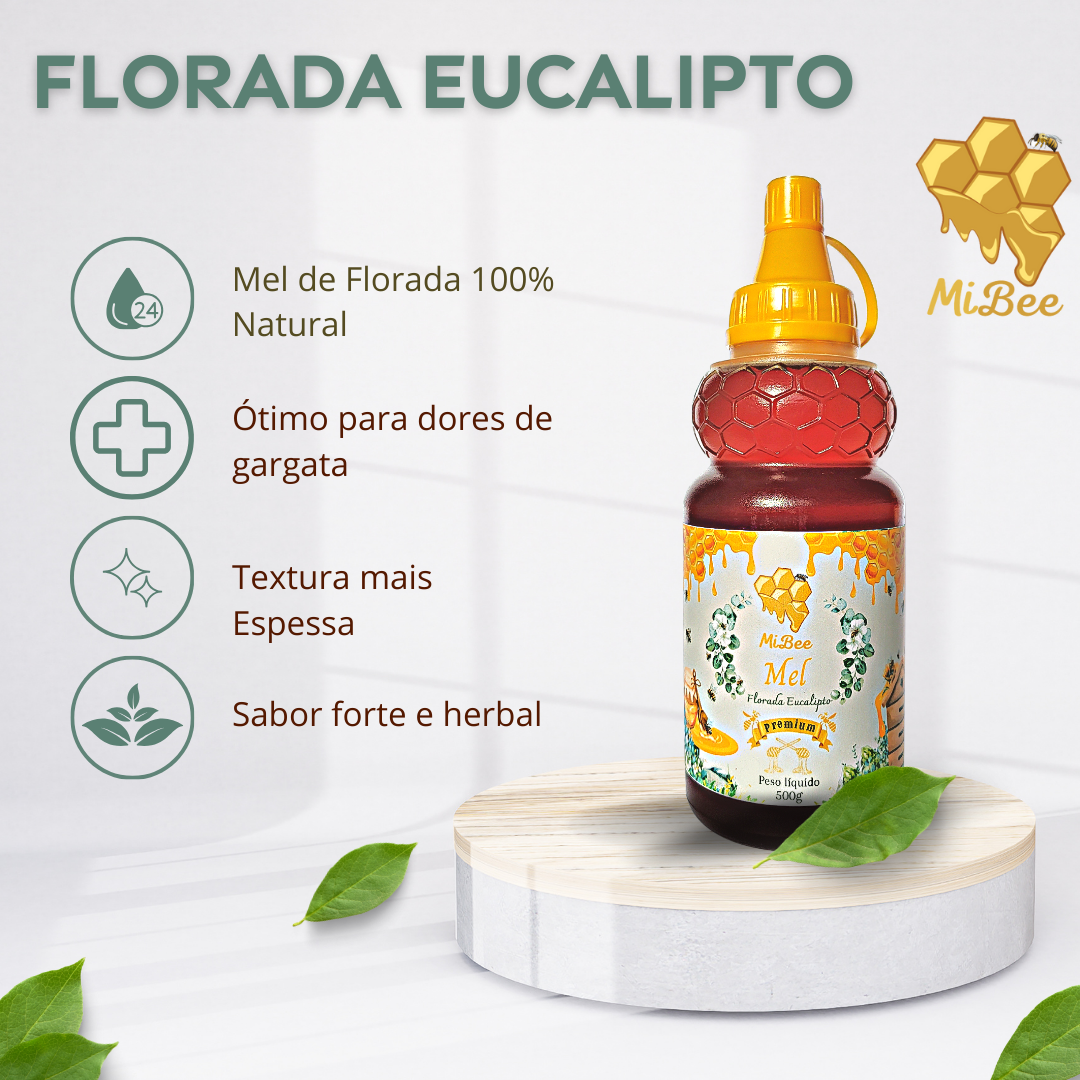 Mel Puro Premium Mibee - Florada Eucalipto 500g
