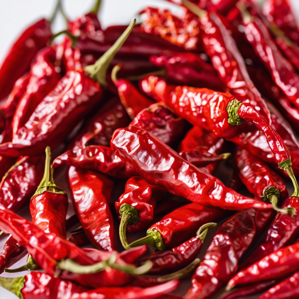 Real dried chillies in a pile