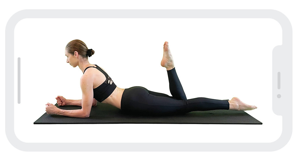 Single leg kick, from mat pilates for legs and glutes program