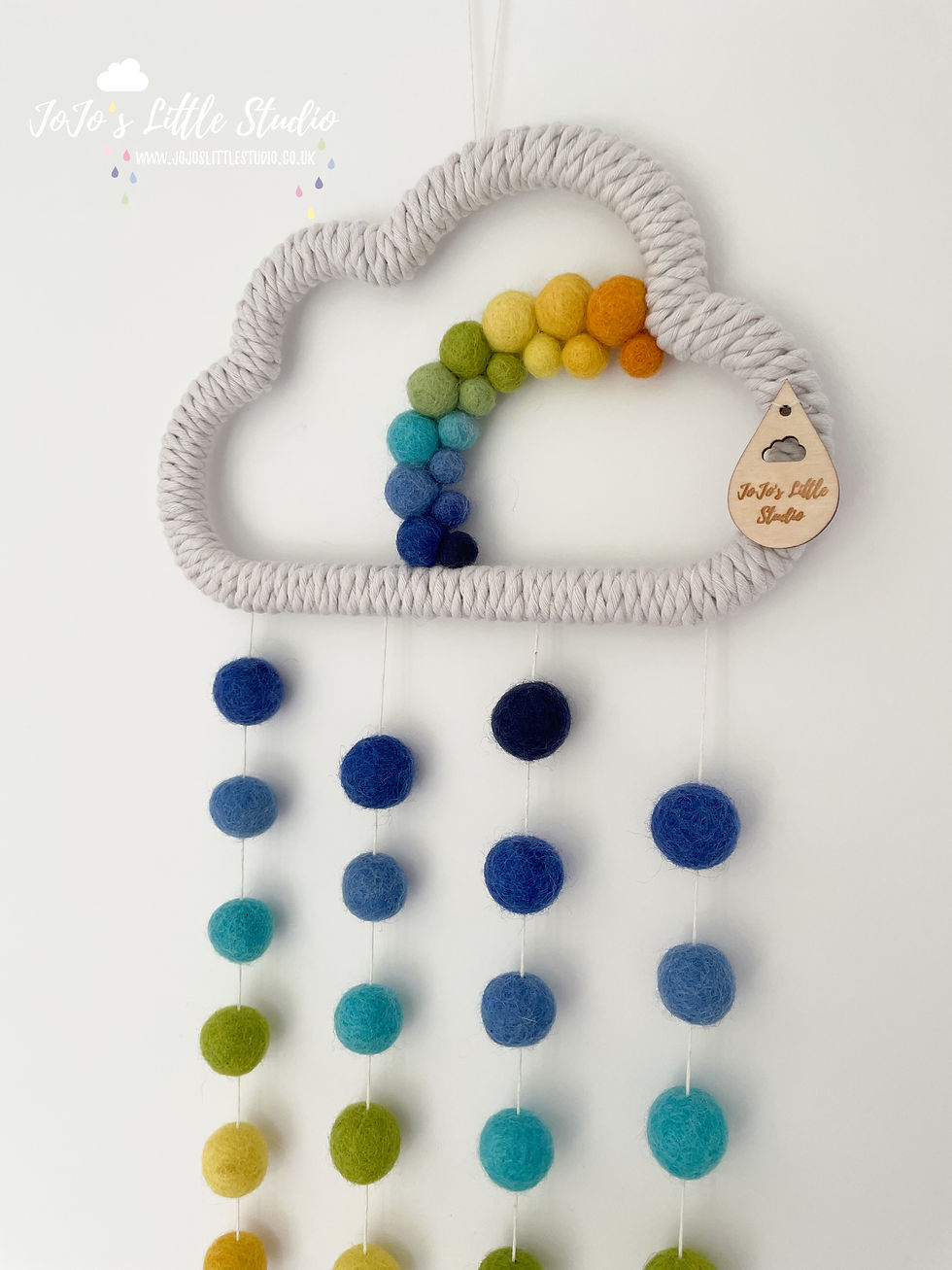 Thumbnail: Moonlight Grey Rainbow Cloud Wall Hanging - 20cm -