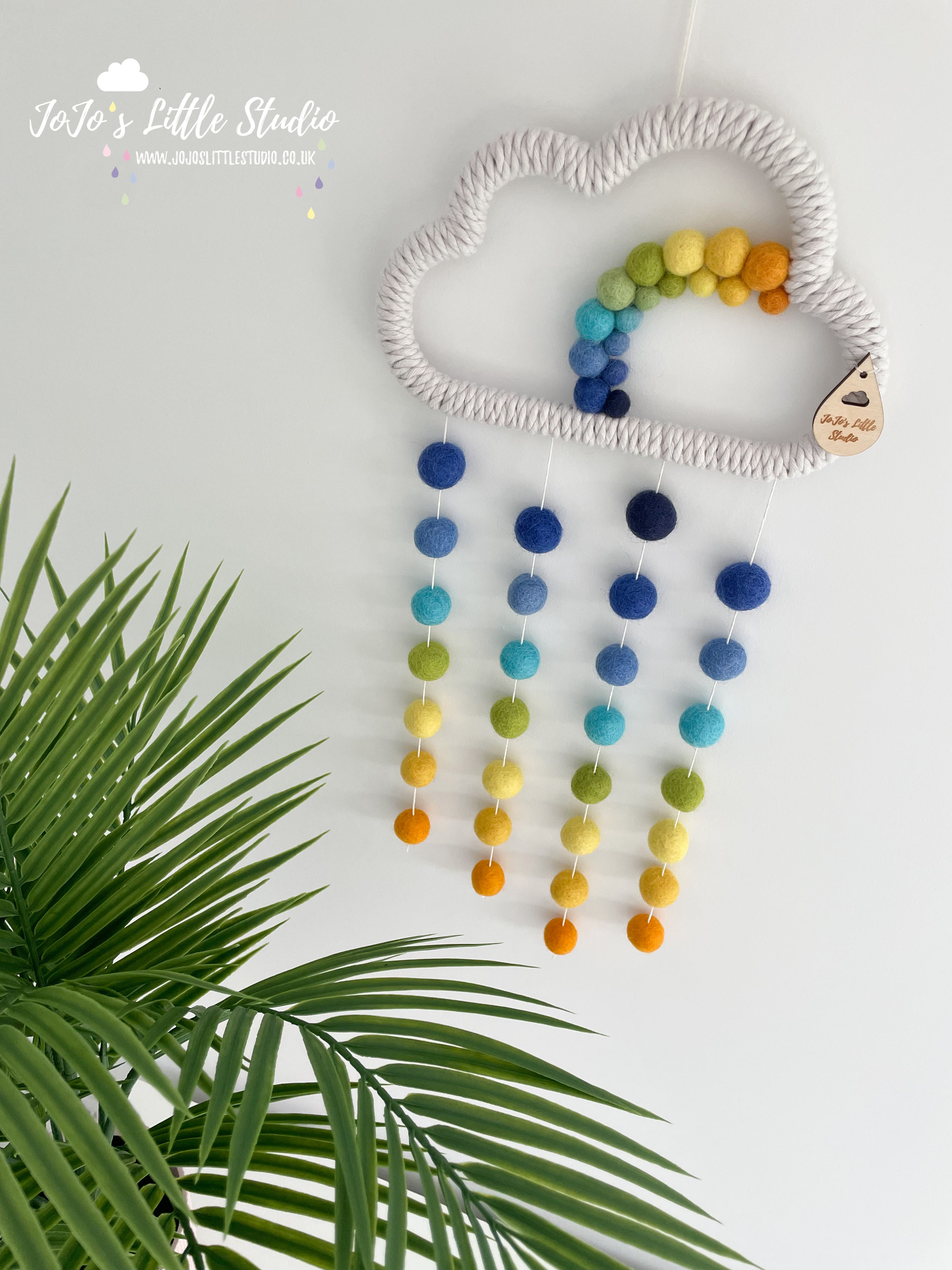 Moonlight Grey Rainbow Cloud Wall Hanging - 20cm -