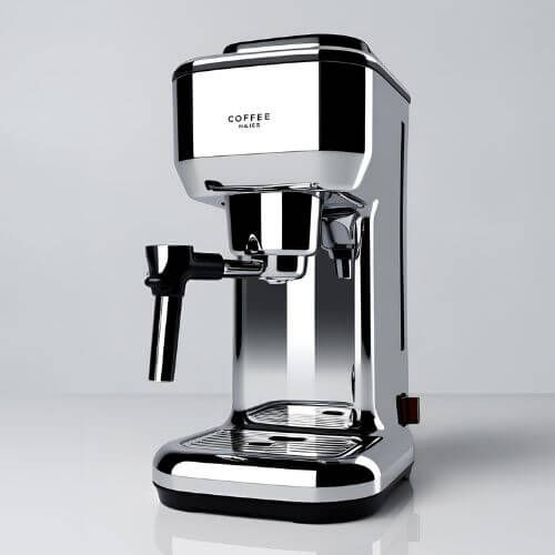 A imagem mostra uma cafeteira elétrica de design moderno e elegante. E