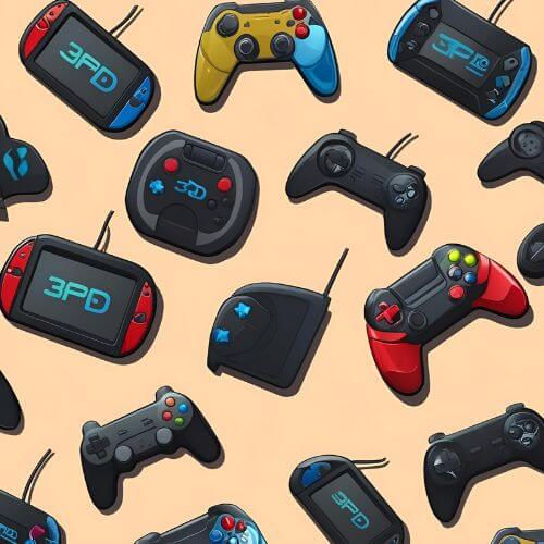 controle de videogame em um fundo amarelo. O controle tem um design de duas cores: a parte esquerda é azul e a parte direita é vermelha. Ele possui os botões tradicionais, incluindo os direcionais, os analógicos, os botões de ação (triângulo, círculo, cruz e quadrado), além do touchpad no centro. A iluminação e a sombra do controle estão bem definidas, destacando seu formato e detalhes. O design lembra o estilo dos controles do PlayStation, com uma personalização colorida.