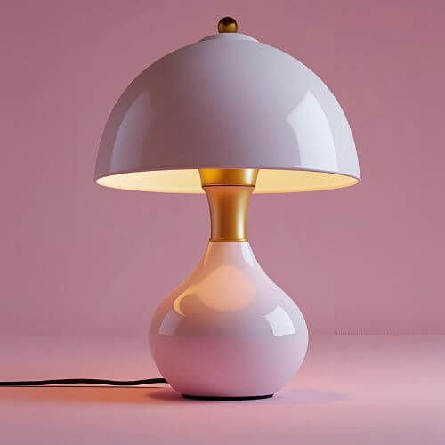 A imagem mostra uma luminária de mesa com design moderno e minimalista.