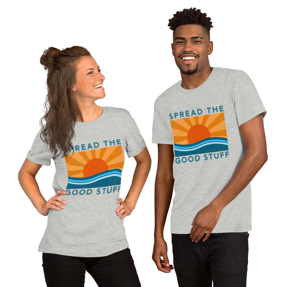 Ocean Sun T-Shirt (Unisex) in aqua, athletic gray and white