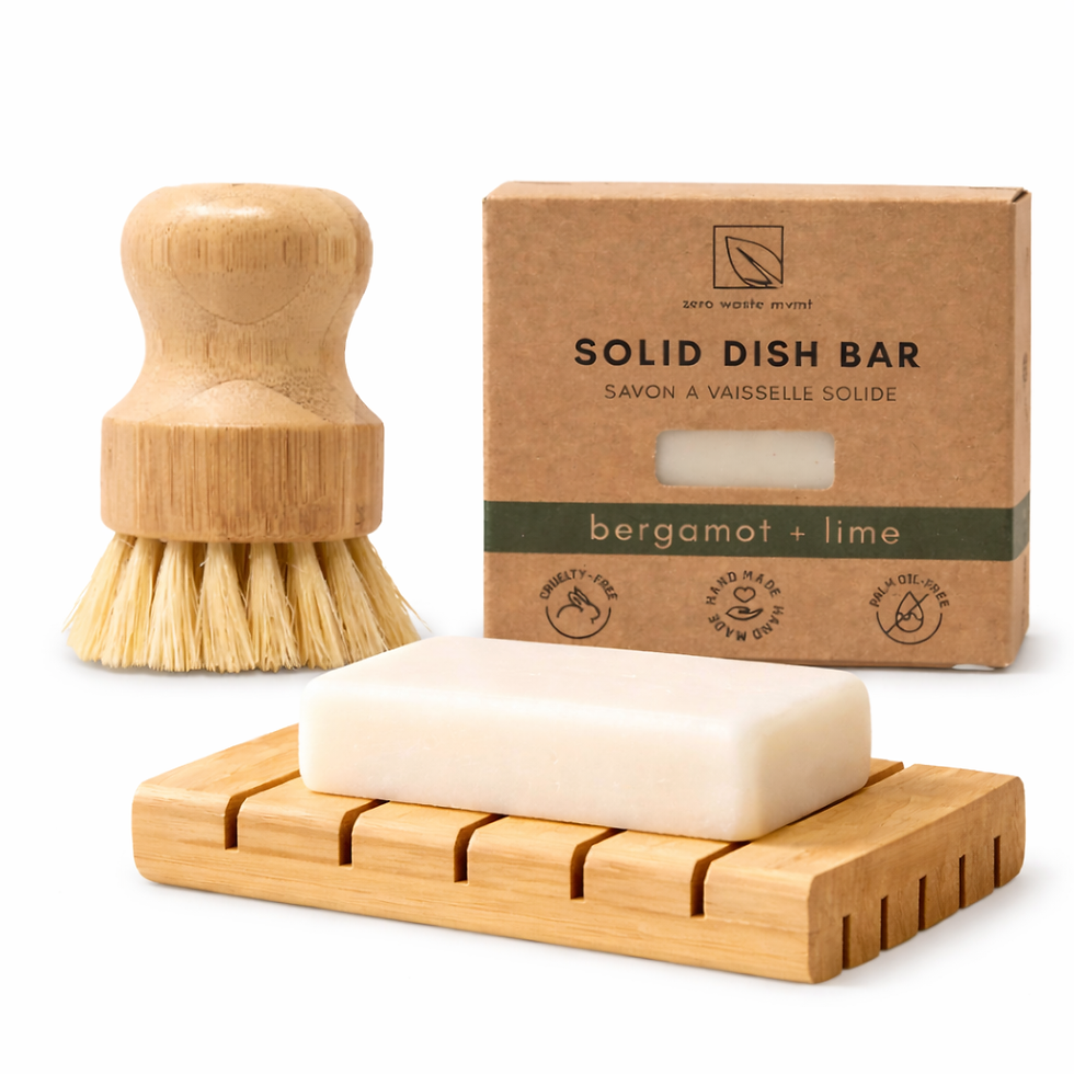 All-natural bamboo dishwashing kit
