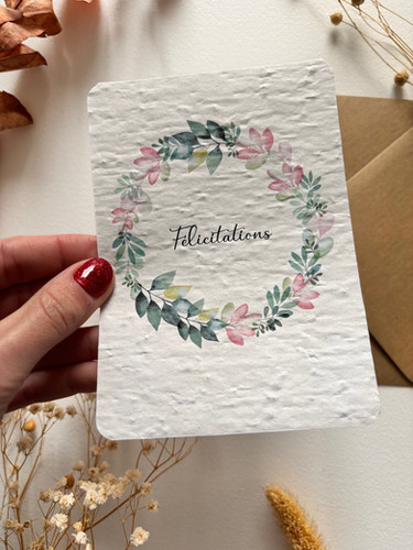 Carte à Planter Aquarelle Félicitations "Feuilles Qui Dansent" - La Fabrique à Sourires