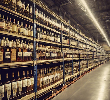 linside a liquor distribution warehouse with bottles on shelf.jpg