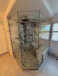 Beautiful two person custom shower with many water features